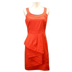 Marvin Richards Orange Ruffle Scoop Neck Sleeveless Stretch Sheath Dress 8